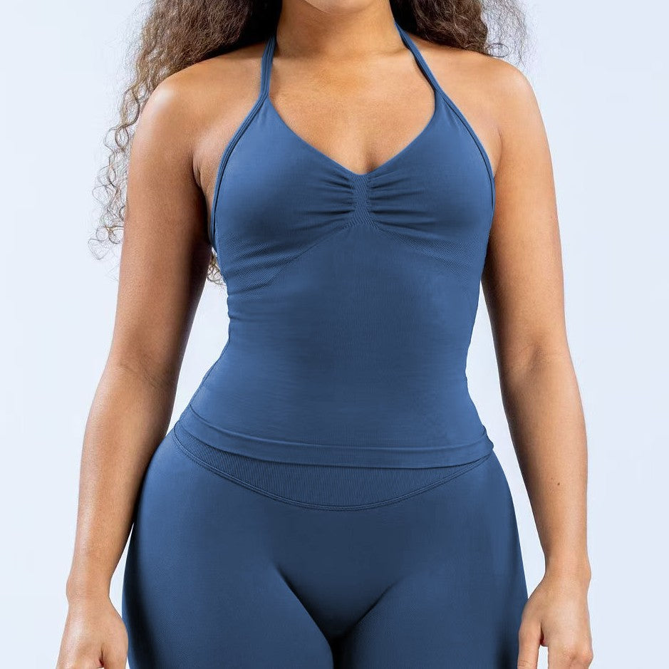 CT Matte Seamless Triple-Layer Halter Longline Tank