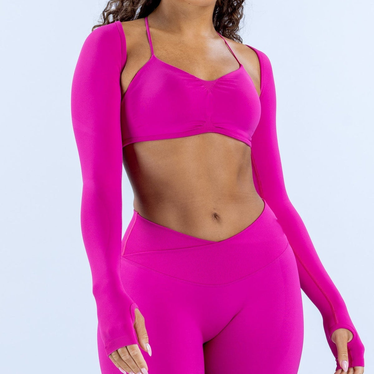 CT Super Cropped Activewear Shrug with Thumbholes, Seamless Gym Top