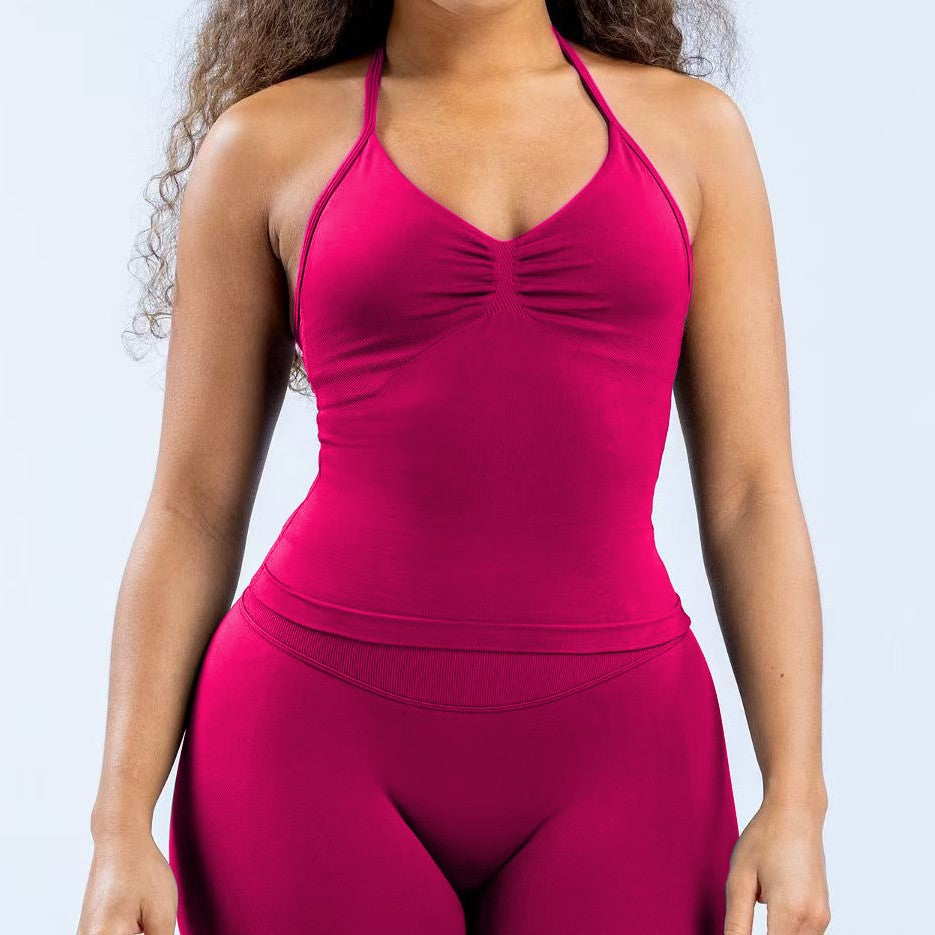 CT Matte Seamless Triple-Layer Halter Longline Tank