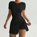 CT Form-Fitting Open-Back Tennis Dress with Built-in Shorts