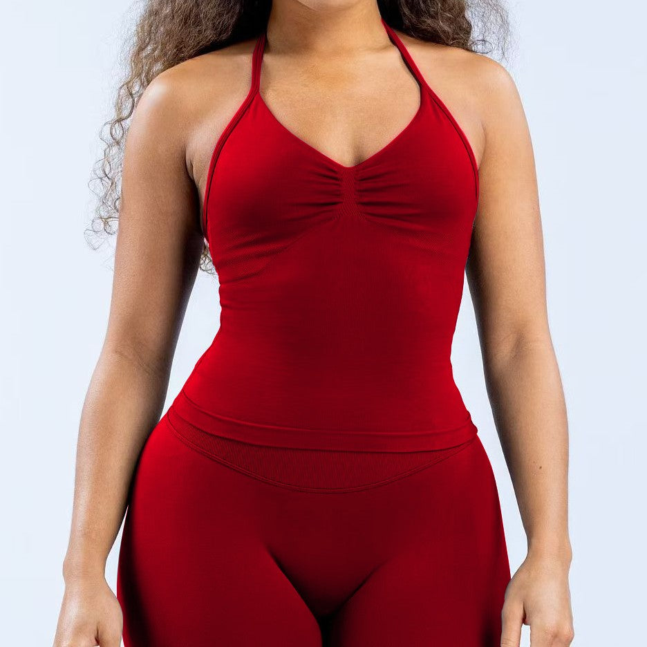 CT Matte Seamless Triple-Layer Halter Longline Tank