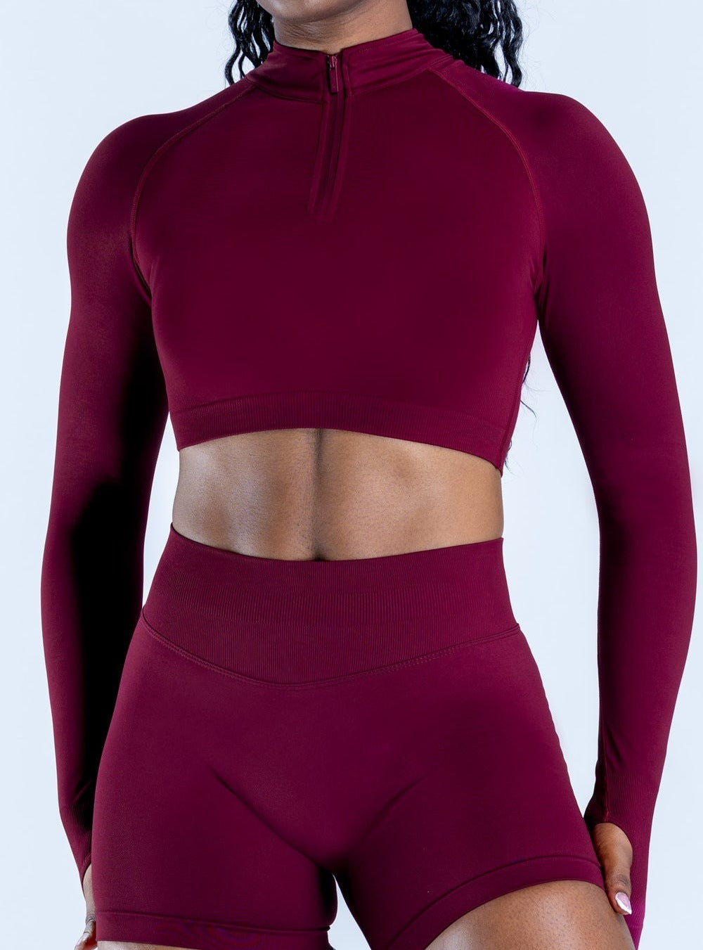 CT Matte Half-Zip Thumbhole Yoga Jacket, Slim Fit Workout Top