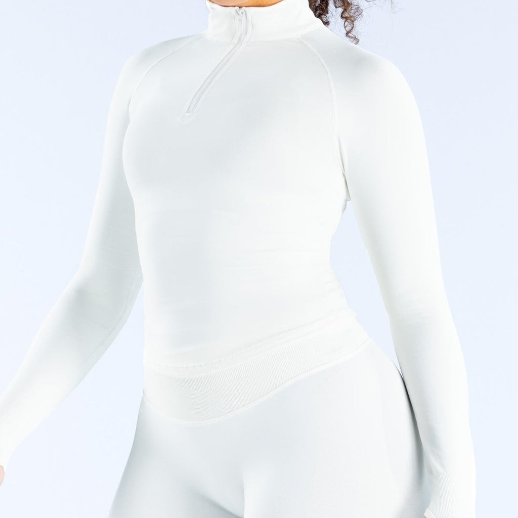 CT Women's Matte Nylon Half-Zip Long Sleeve Jacket, Slim Fit Workout Top